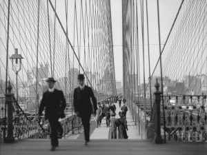Vintage Black White Brooklyn Bridge Poster new york city 1910 photography framed canvas wall art