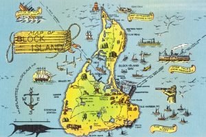 Vintage Block Island Map Print framed poster and canvas wall art