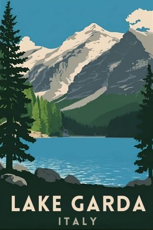 Vintage Lake Garda Travel Poster framed poster and canvas print