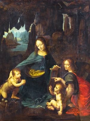 Leonardo da Vinci Virgin of the Rocks Painting canvas wall art and framed poster print