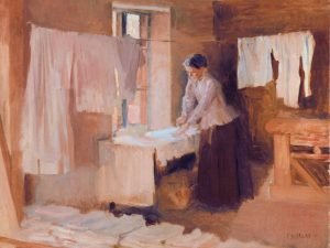 Albert Edelfelt Woman ironing, study for the washerwomen framed vintage laundry room canvas wall art and framed poster