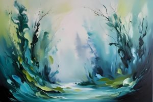 Abstract Forest Wall Art Print Misty Forest Canvas Print with Framed Serene Nature Poster for Modern Home or Office Decor