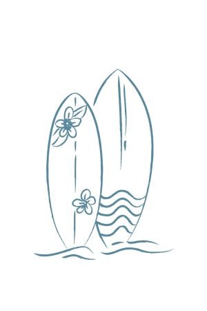 Aesthetic Blue Surfboards art print framed canvas and posters, coastal wall art, minimalist beachy wall decor