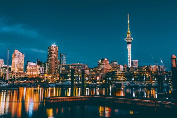 Auckland City Skyline Night View Photo Canvas Wall Art and Framed Poster Print