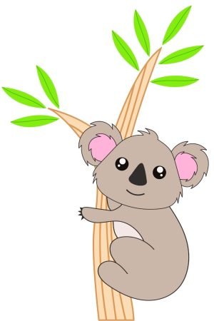 Baby Koala Hugging Tree Print for Nursery Wall Art