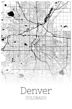 Black and White Denver Colorado Map Poster