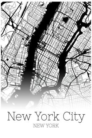 Black and White New York City Map Poster