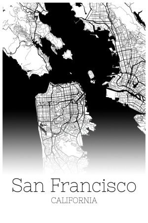 Black and White San Francisco California Map Poster
