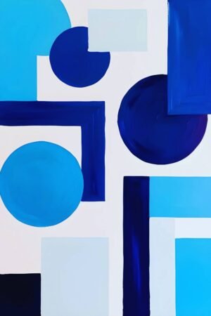Blue Abstract Geometric Wall Art, Framed Poster and Canvas Print