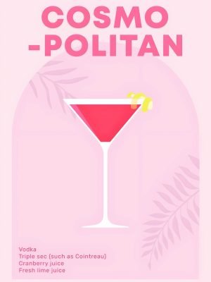 Cosmopolitan Cocktail Poster framed kitchen wall art decor print