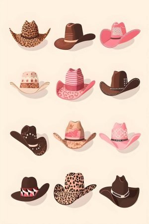 Cowgirl Hats art print framed poster and canvas wall art decor