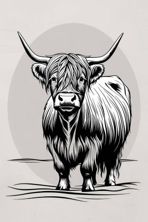 Cute Highland Cow Drawing Art Print