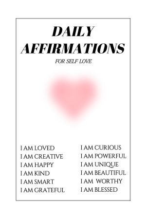 Daily Affirmations for Self Love Poster, Canvas wall Art Print