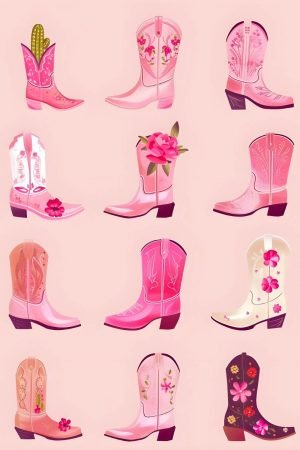 Different Pink Cowgirl Boats Poster print and framed canvas wall art