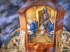 Embroidering the Earth's Mantle Remedios Varo Print framed poster and canvas wall art