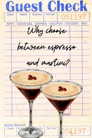 Espresso Martini Guest Check Print bar cart wall art framed canvas