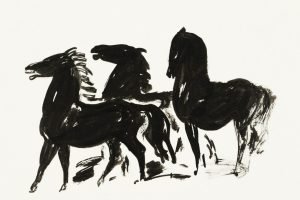 Leo Gestel Three Black Horses Poster print and framed canvas wall art