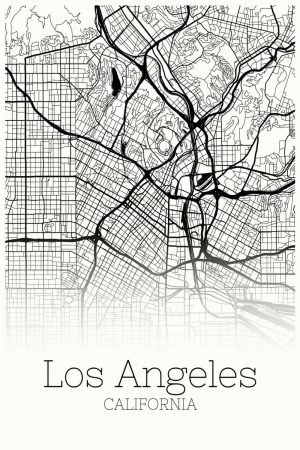 Los Angeles City Map Poster Black and White