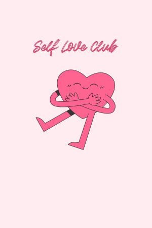 Pink Self Love Club Poster, framed canvas wall art print