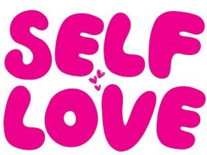 Pink Self Love Poster with Pink Letters Wall Art