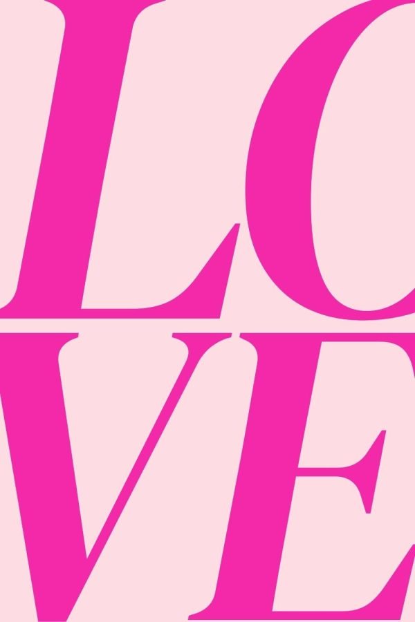 Pink on Pink Love Poster, Framed Canvas Wall Art Print