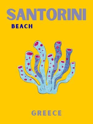 Preppy Santorini Beach Poster