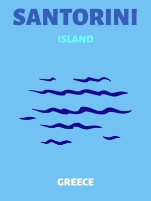 Preppy Santorini Island Travel Poster