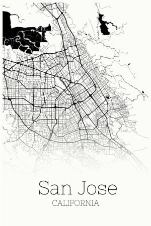 San Jose City Map Poster Black and White