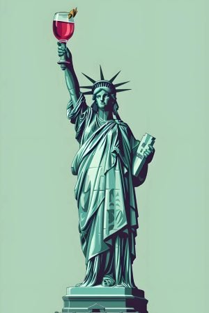 Statue of Liberty Drinking Wine Poster and Framed canvas Wall Art