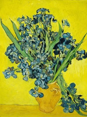 Vase with Irises Against a Yellow Background Vincent Van Gogh painting canvas art print and framed poster