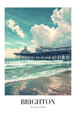 Vintage Brighton England Travel Poster