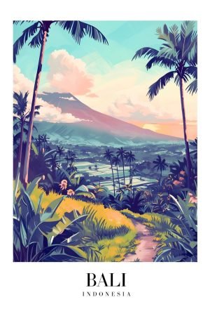 Vintage Indonesia Bali Travel Poster