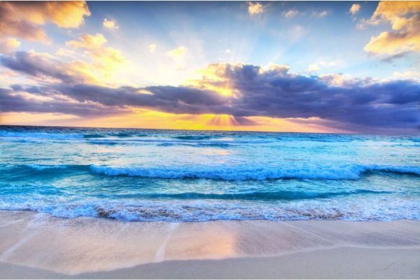 Sunrise is Cancun Extra Large Beach Wall Art For Living Room Wall Decor