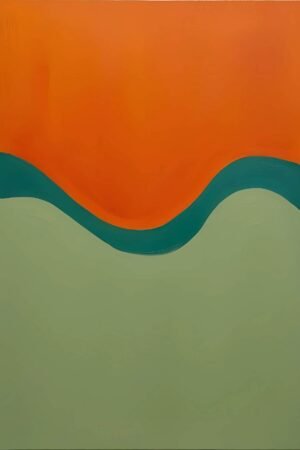 Abstract Burnt Orange and Green Wall Art Print Canvas and Framed Poster