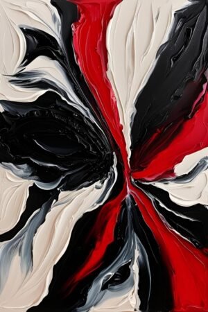 Abstract Red Black and White Art Print, Canvas Wall art and Framed Poster