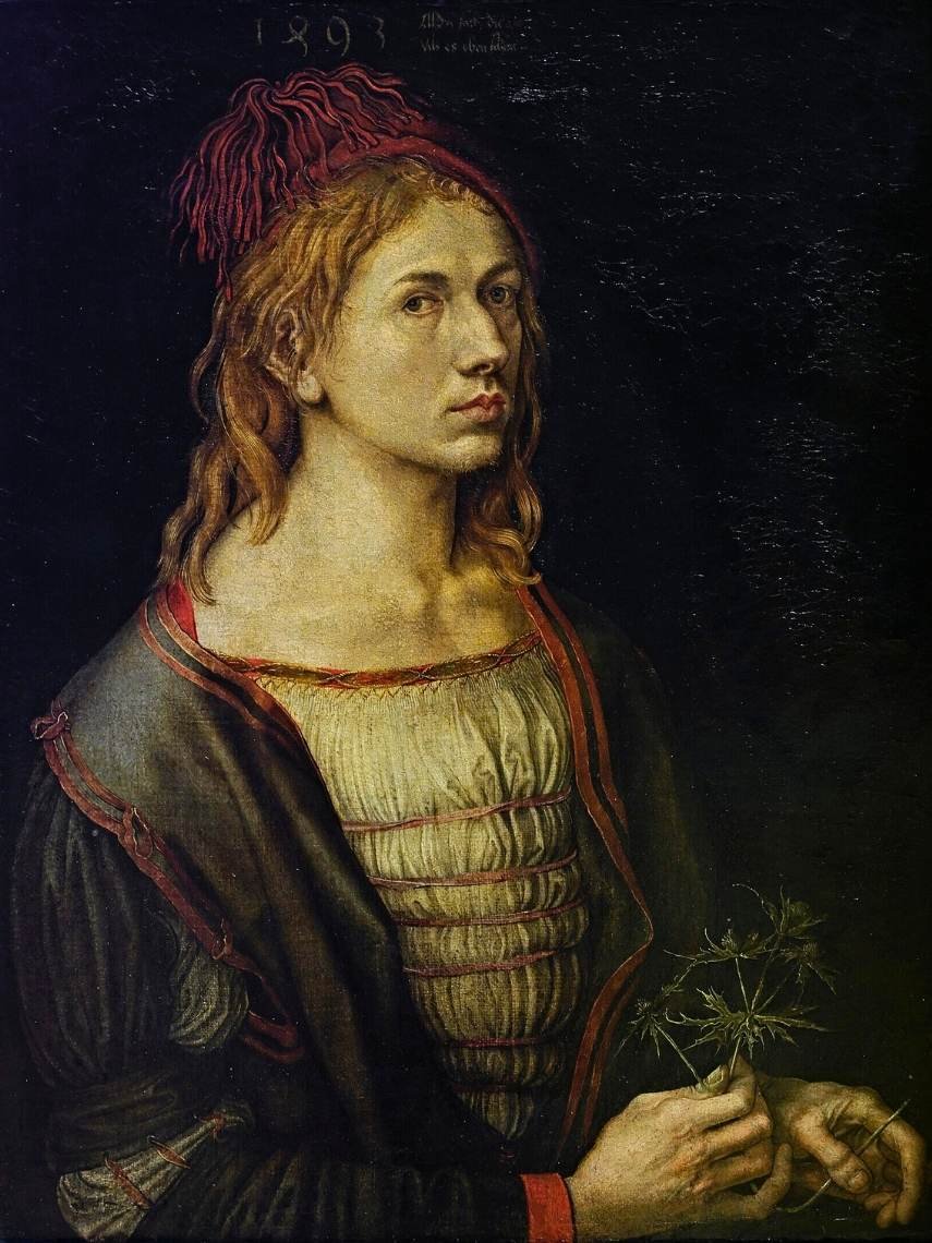 Albrecht Dürer: Self Portrait with a Thistle - 1493