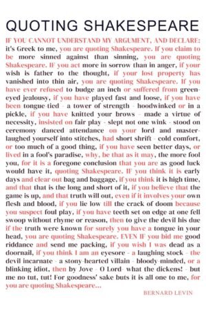 Bernard Levin Quoting Shakespeare Poster
