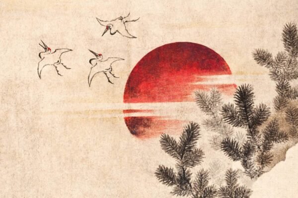 Birds and Sunset Katsushika Hokusai Canvas Wall Art and Framed Poster print