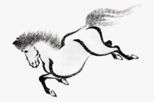 Black and White Horse Sketch by Katsushika Hokusai
