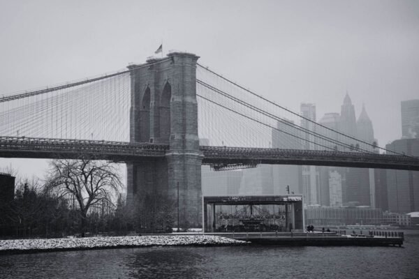 Black and White Brooklyn Bridge Print Canvas Wall Art & Large Framed Poster