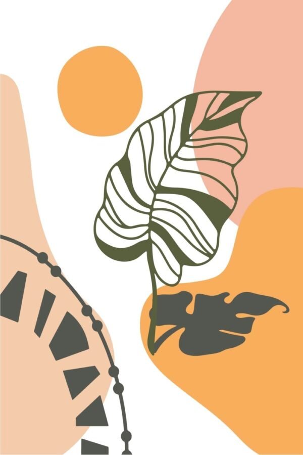 Bohemian Leaf and Orange Sun Art Print