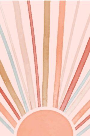 Boho Sun Pastel Colors Art Print, Framed Poster and Canvas Wall Art