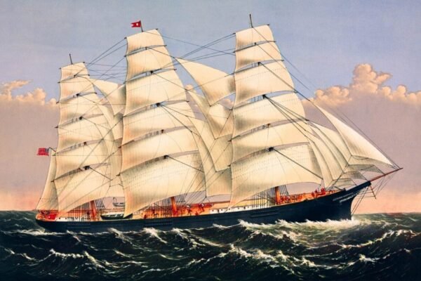 Clipper Ship Three Brothers Print Currier & Ives Canvas Wall Art and Framed Poster