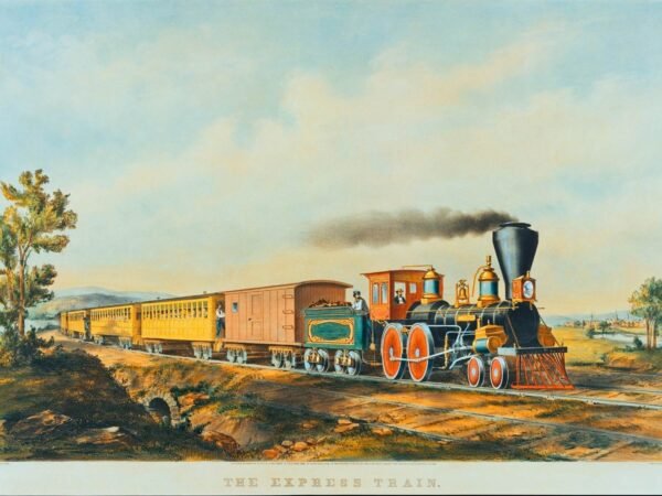 Currier and Ives American Express Train Print, framed poster and canvas wall art