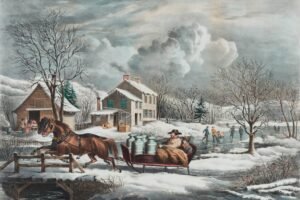 Currier and Ives American Farm Scene No 4 Print, antique framed poster and canvas wall art
