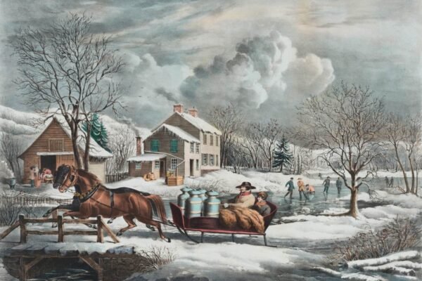 Currier and Ives American Farm Scene No 4 Print, antique framed poster and canvas wall art