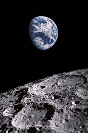 Earth from Moon Poster and framed canvas wall art print