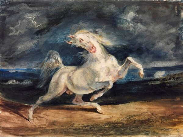 Eugene Delacroix Horse Frightened by Lightning Art Print framed poster and canvas Wall Art
