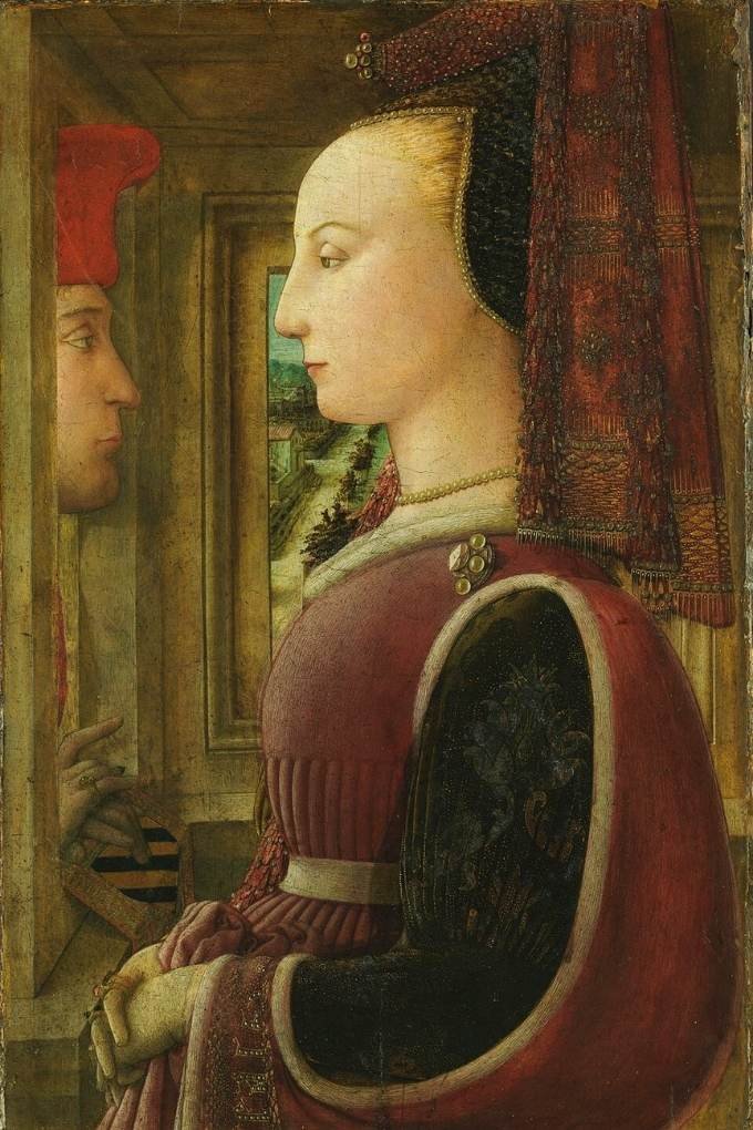 Fra Filippo Lippi: Portrait of a Woman with a Man at a Casement - c1440