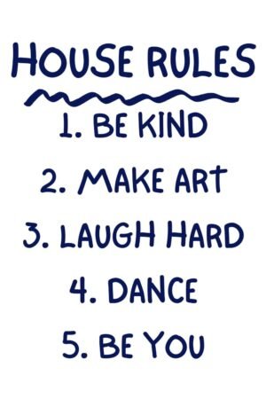 House Rules Poster Print, Framed Positive Home Decor Canvas Wall Art